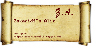 Zakariás Aliz névjegykártya